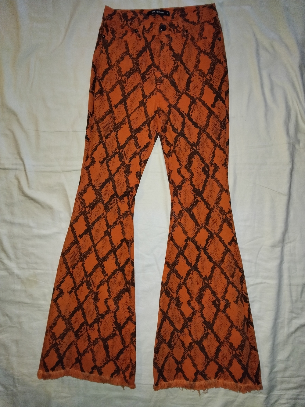 Go Jane Orange Snake-Print Flare Pants